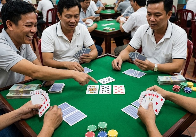 Một ván bài Cách Tê với 52 lá bài Tây tiêu chuẩn Một ván bài Cách Tê với 52 lá bài Tây tiêu chuẩn